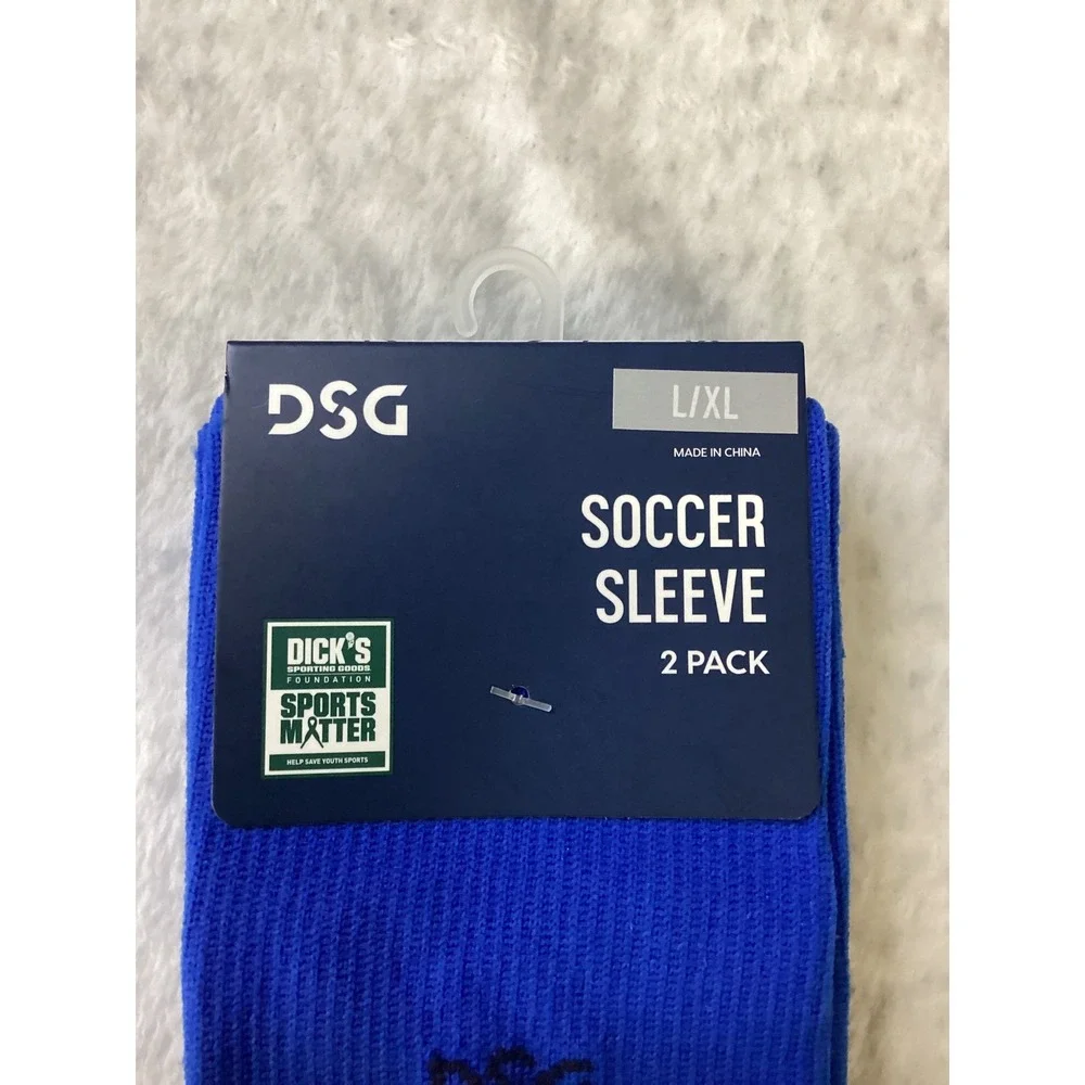 DSG Soccer Sleeve 2 Pack Royal Blue Unisex L/XL Shin Guard‎ Covers New